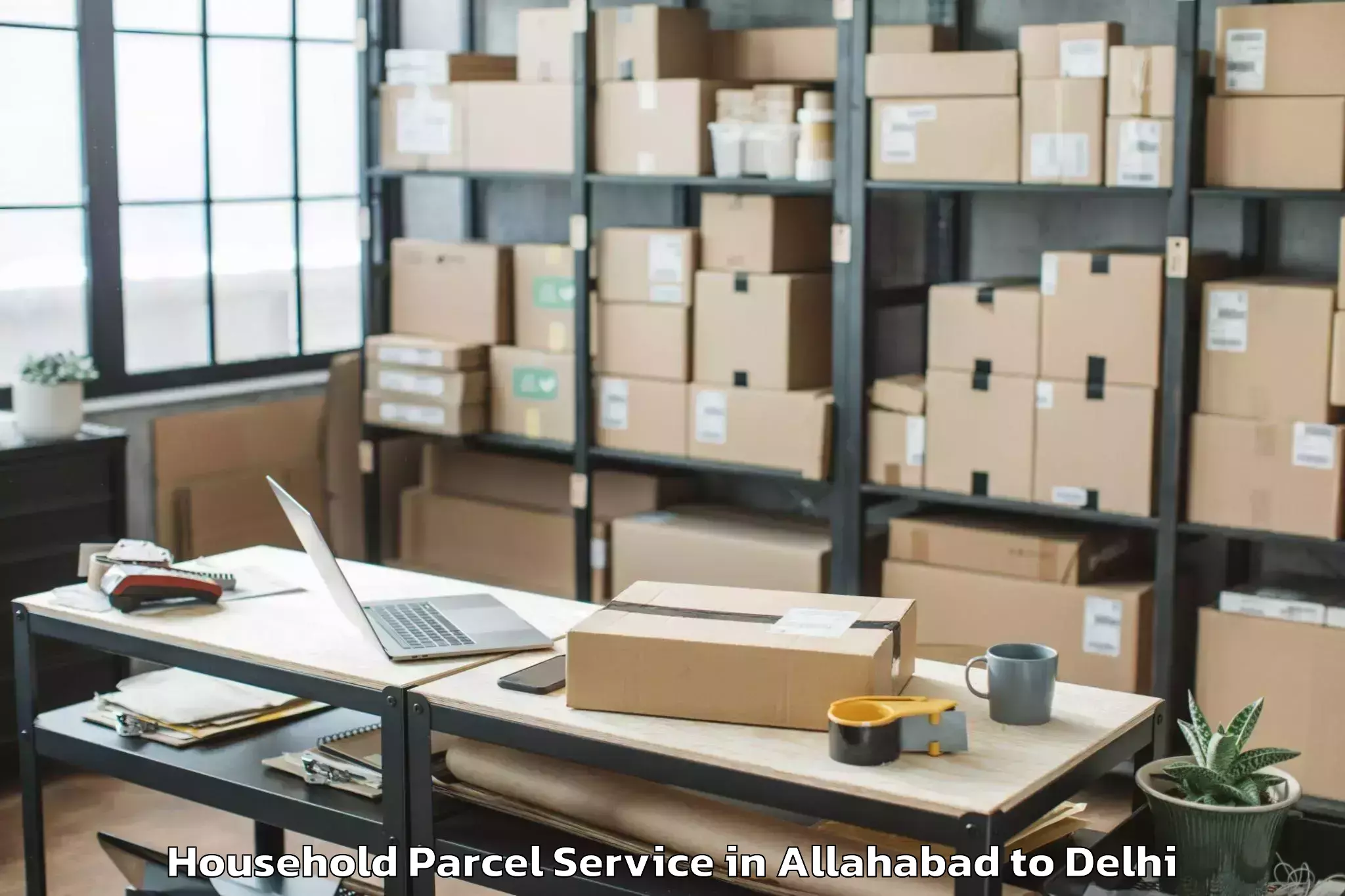 Reliable Allahabad to Ambience Mall Rohini Household Parcel